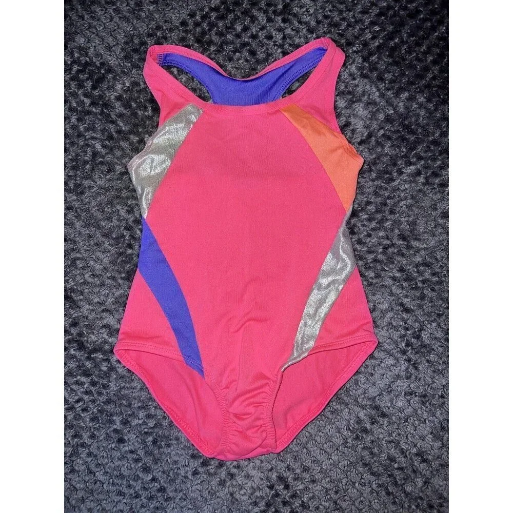 CIRCO Girls Dance Gymnastics Leotard Pink Multicolored Sz XS (4/5)